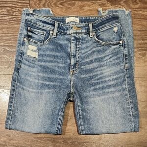 LOFT High Rise Distressed Blue Jeans